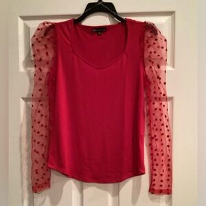 NWOT Red Sheer Long Sleeve Women's Top size Small